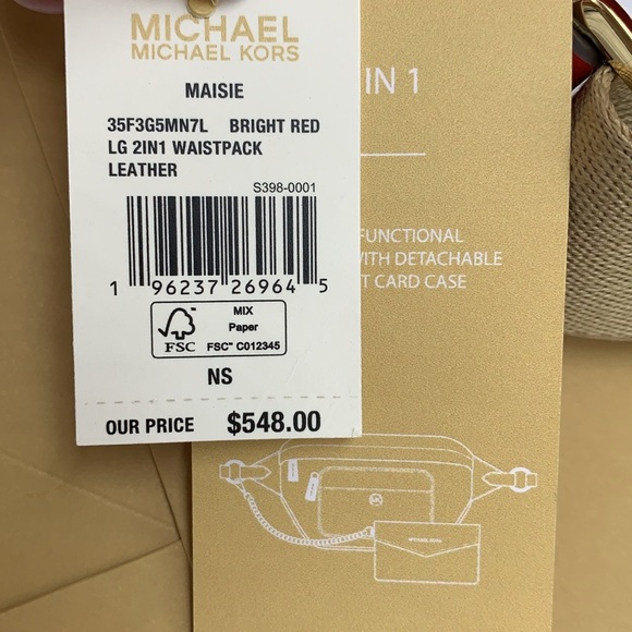 MICHAEL KORS
Maisie Large Pebbled Leather 2-in-1 Sling Pack
Bright Red
NWT - Picture 10 of 16